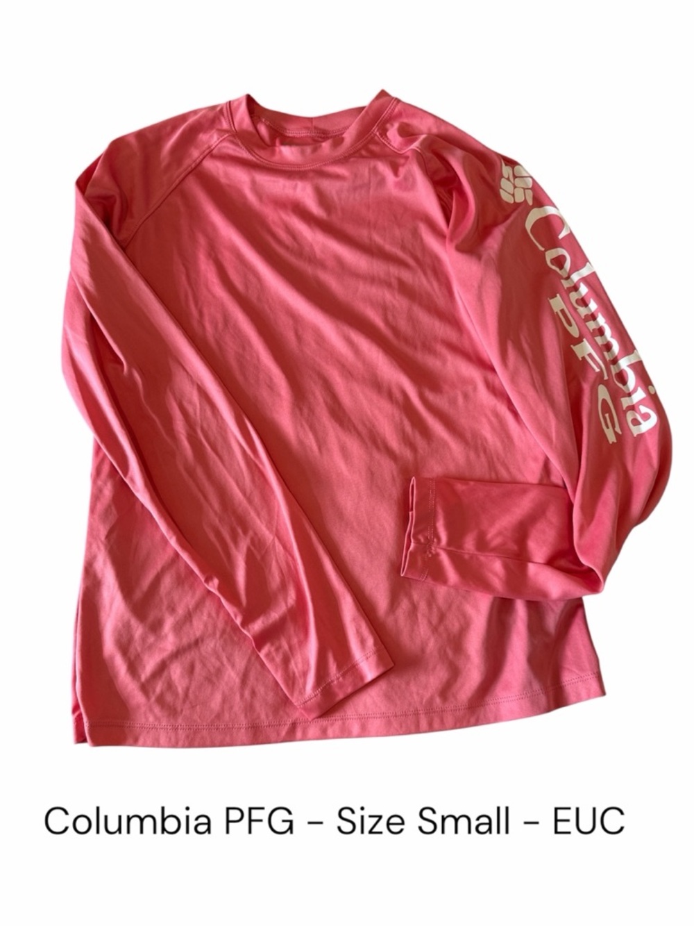 Women’s Columbia Long Sleeve PFG Tee - Coral Pink - size small